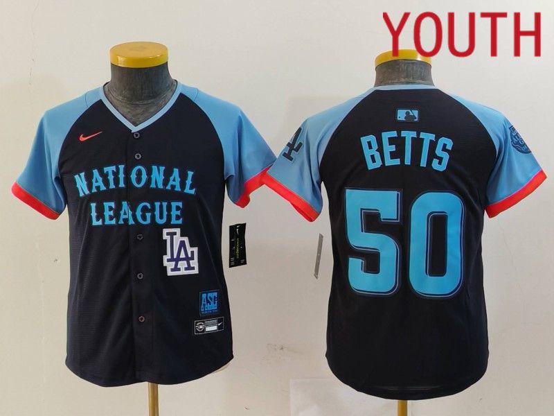 Youth Los Angeles Dodgers 50 Betts Blue All star 2024 Nike MLB Jersey style 8155